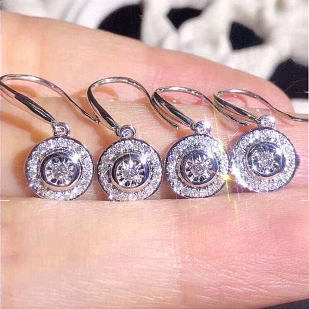 New Women’s 925 Silver Crystal Drop Earrings - Picture 4 of 5
